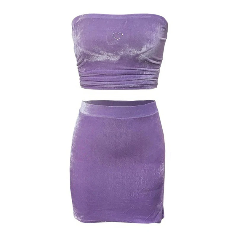 

Wrinkle 2021 2 Pieces Sets Sexy Lady Solid Party Clubwear Skinny Women Summer Crop Top Bodycon Skirt Sets 2XL Plus Size G2797