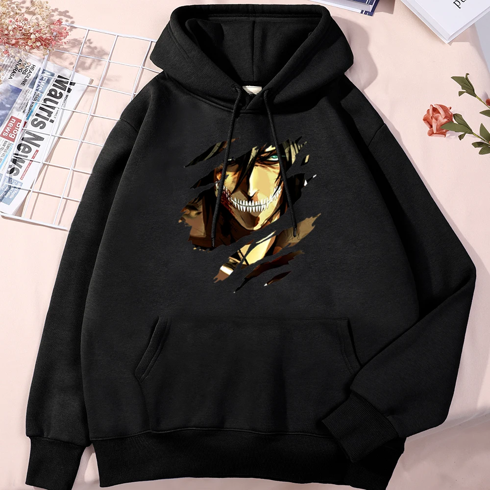 

Mens Sweatshirt Anime Attack On Titan Eren Jaeger Printed Hoodie Male Female Big Size O-Neck Japanese Harajukua Street Pullover
