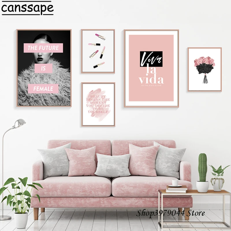 Постер поп арт макияж губная помада настенный художественный холст принт