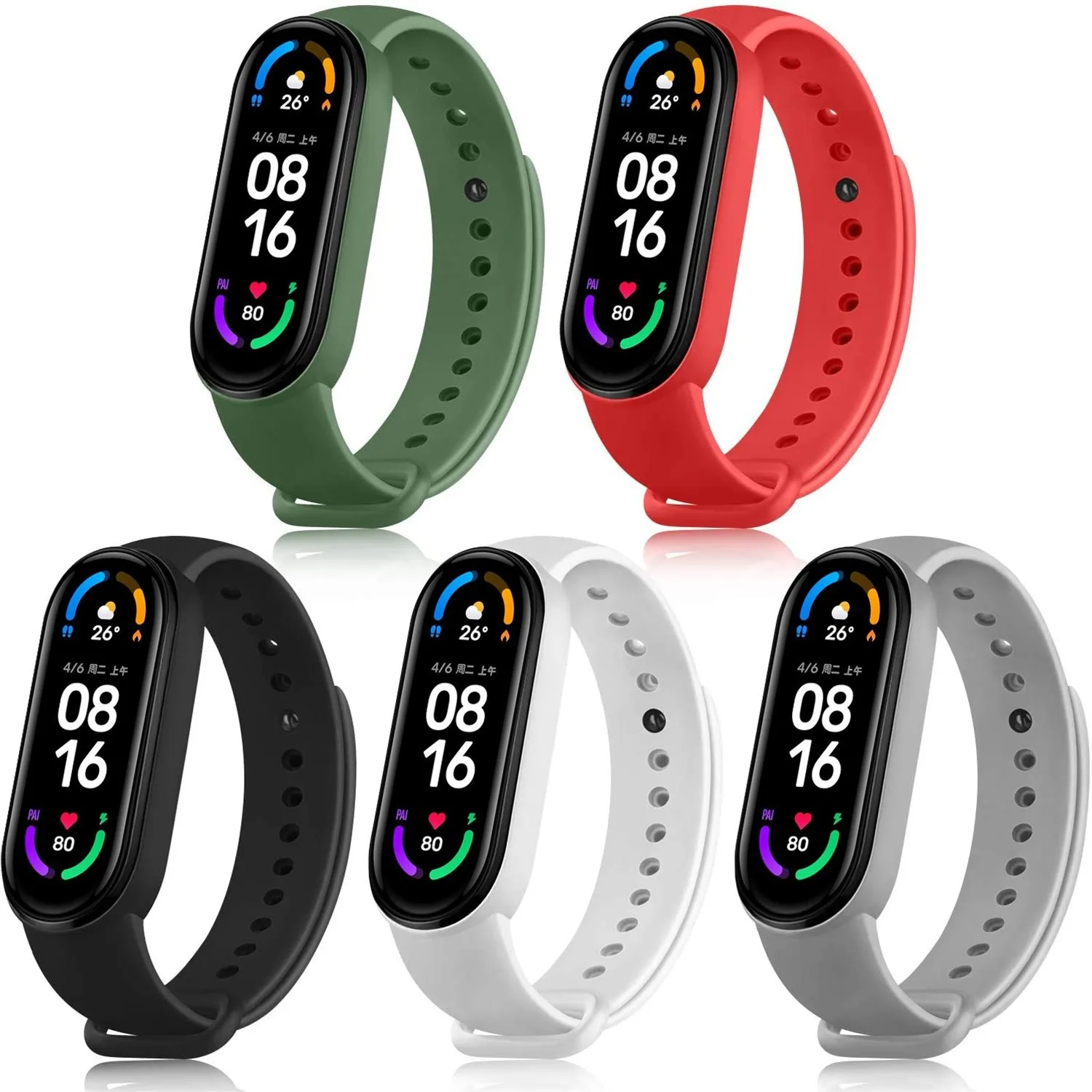 

For Xiaomi Mi Band 6 Strap Silicone Bracelet xaomi xiomi xiami xioami miband band6 mi6 6band Watchband Straps Bands Solid Color