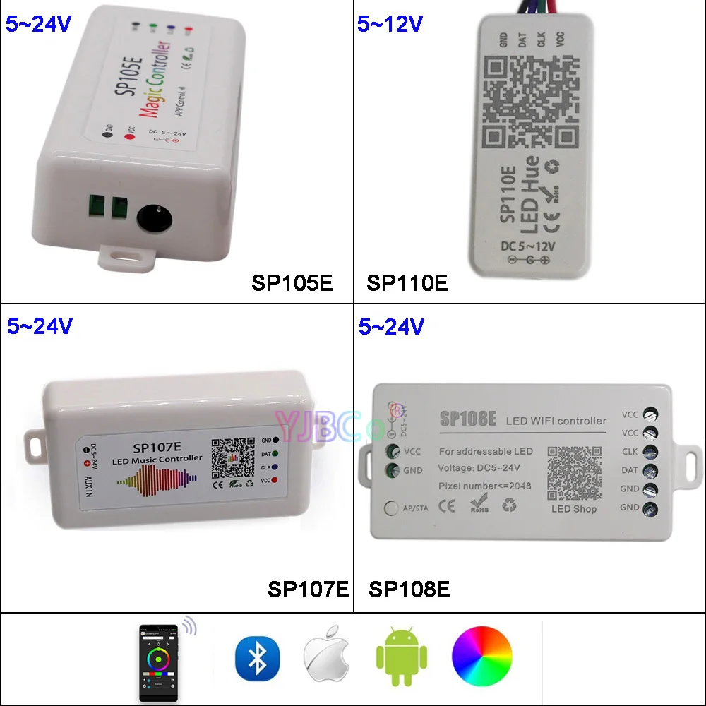 Светодиодная лента sp107 SK6812 SP105E Bluetooth APA102 SP110E WS2801 Wi-Fi SP108E WS2811 WS2812B светодиодный