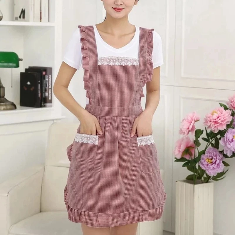 

Korean fashion apron waterproof kitchen oil-proof nail shop milk tea shop coffee shop beauty salon overalls women double-layer