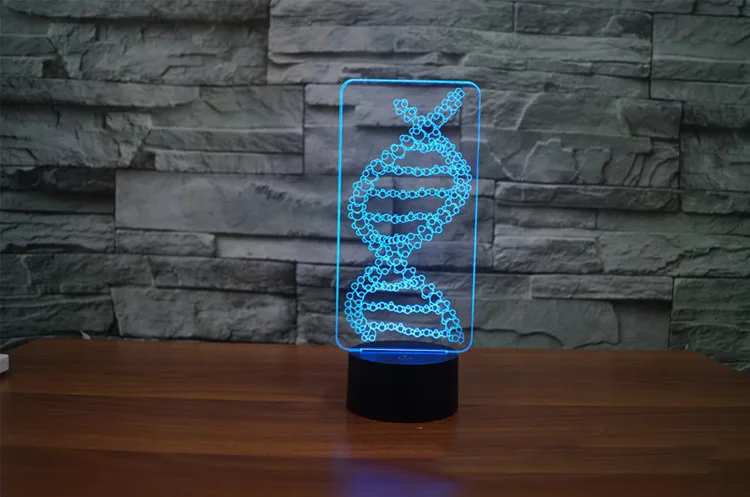 Светодиодный ночсветильник 3D 7 цветов модель ДНК настольная лампа с