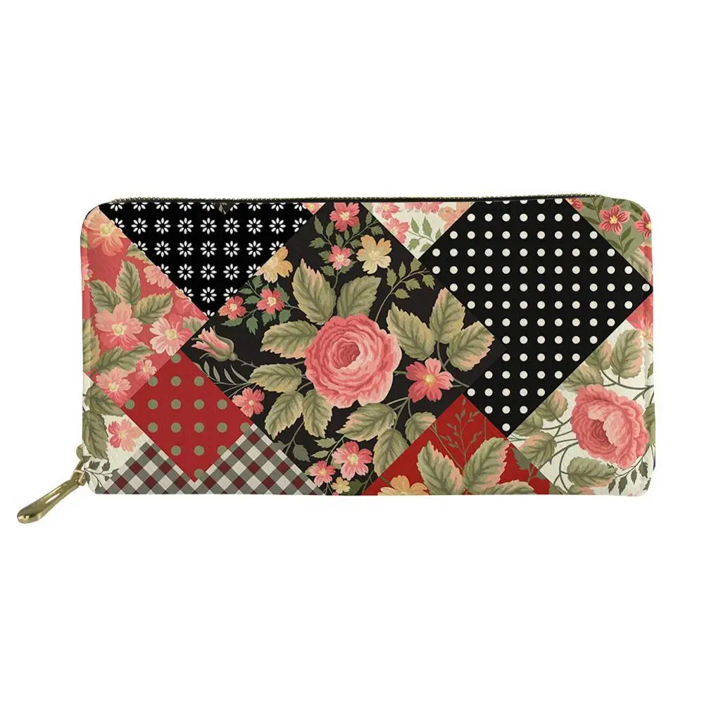 

Billetera Mujer Flower Printing Womens Long Leather Wallets & Purses Casual Passport Cover Women's Purse Id Card Holder For Coin