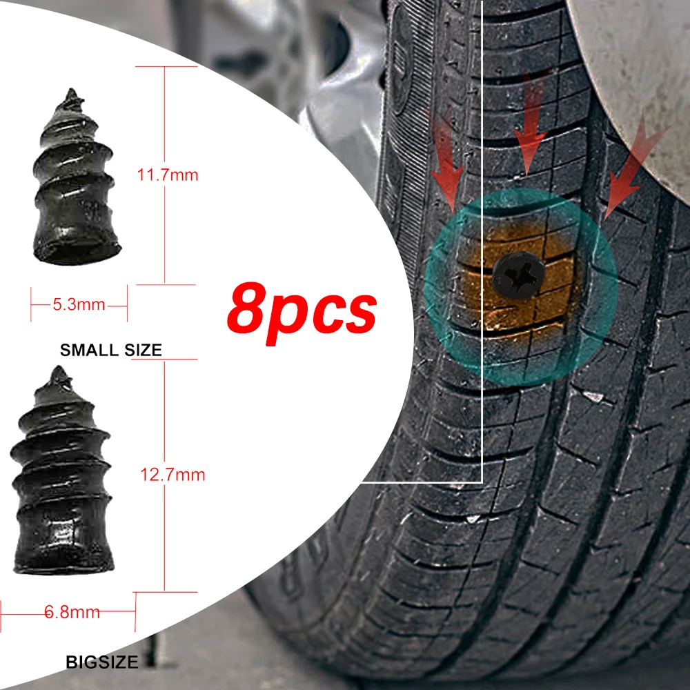 

8pcs Vacuum Tyre Repair Nail for Car Trucks Motorcycle Bike Scooter Tire Puncture Repair Tubeless Rubber Nail Repair Accessory