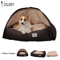 hoopet brown dog tent bed foldable cat cave removable mat 3 in 1 durable dog beds pet nest large dpg sofa soft puppy kitten nest