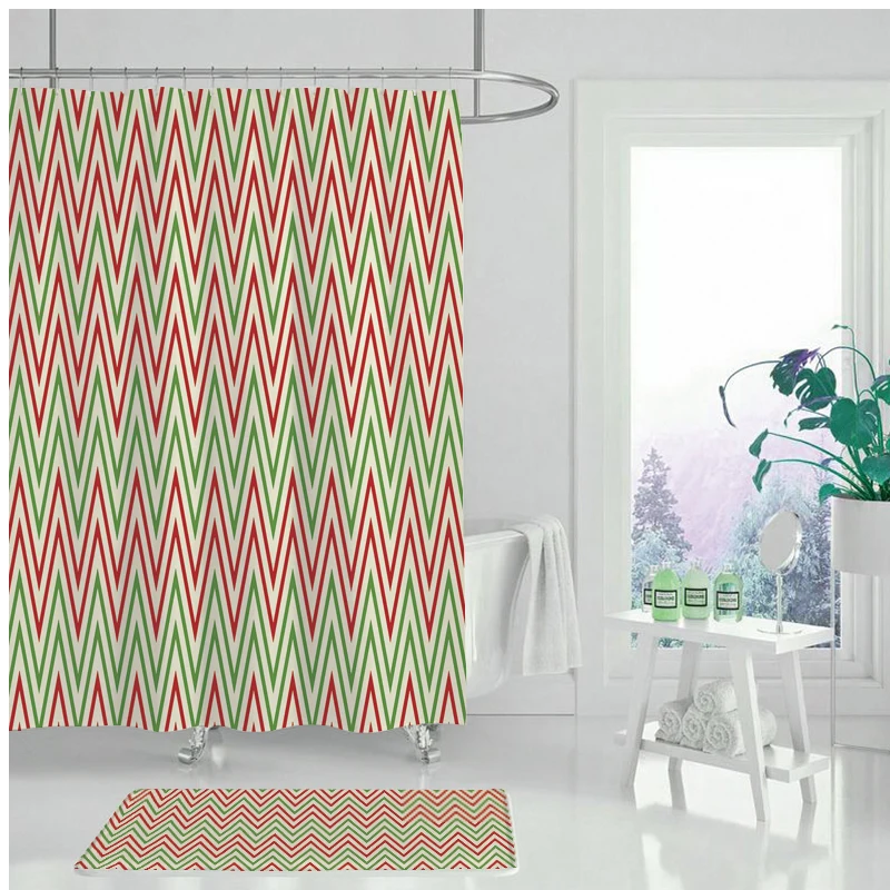 Современная занавеска для душа три цвета Геометрическая водонепроницаемая