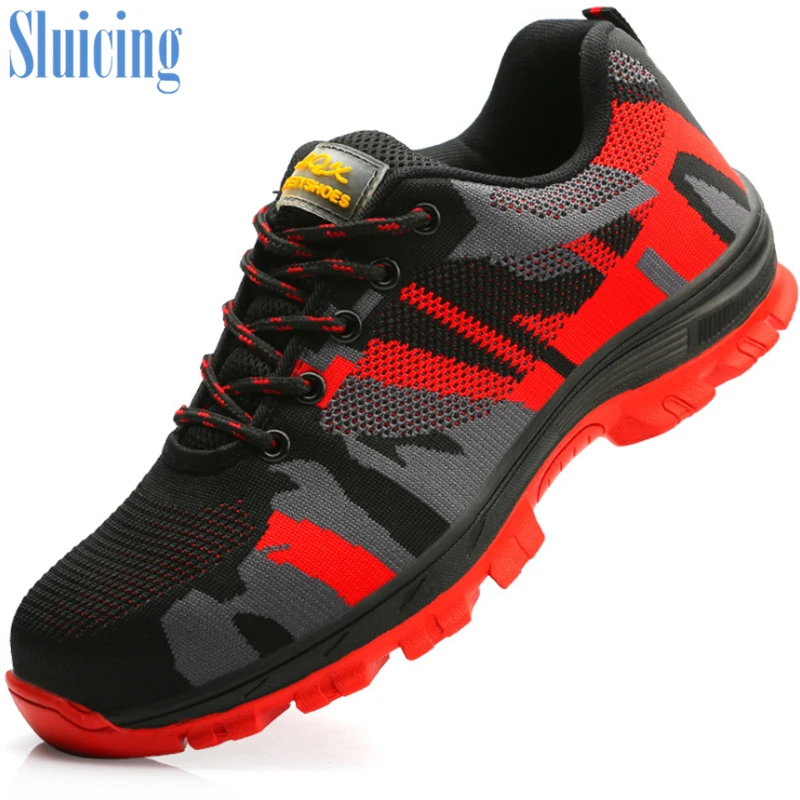 

SLUICING seasons breathable flying shoes, anti-smash and anti-puncture work shoes, wear-resistant, lightweight and casual