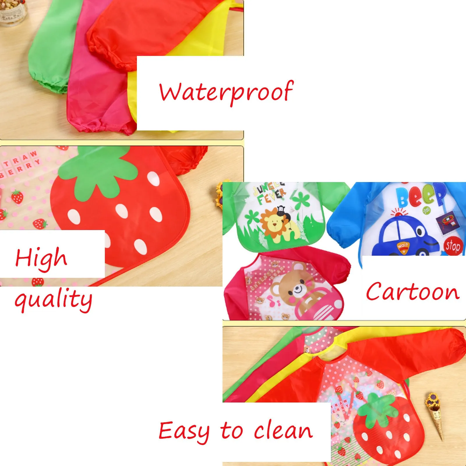 

Cute Baby Bibs Waterproof Long Sleeve Apron Children Feeding Smock Bib Burp Clothes Soft Eat Toddler Clothing Bandana Bibs