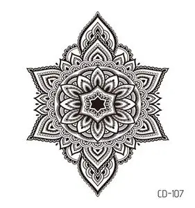 CD-107 Rocooart женские сексуальные хны цветок временные татуировки наклейки Черные Водонепроницаемые поддельные ювелирные изделия татуировки Лотос боди арт татуировки Кружева - Цвет: CD-107
