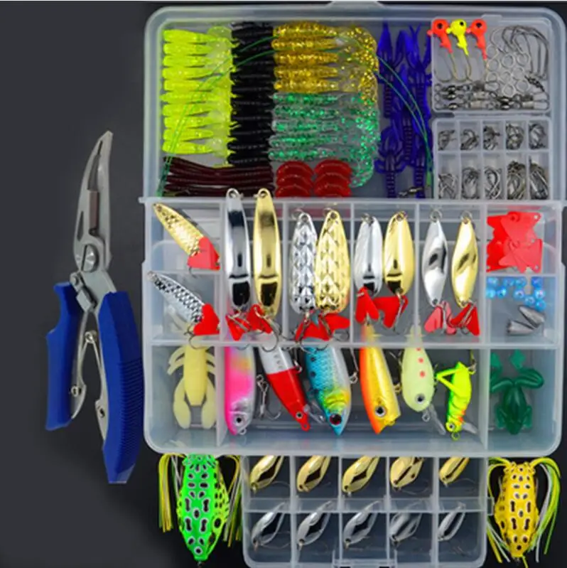205pcs and plier 205/206/207 шт. рыболовные приманки комплект смешанные приманки Minnow Ложка Приманка Мягкая приманка рыболовные аксессуары в коробке искусственная приманка песка B226 - Цвет: 205pcs and plier