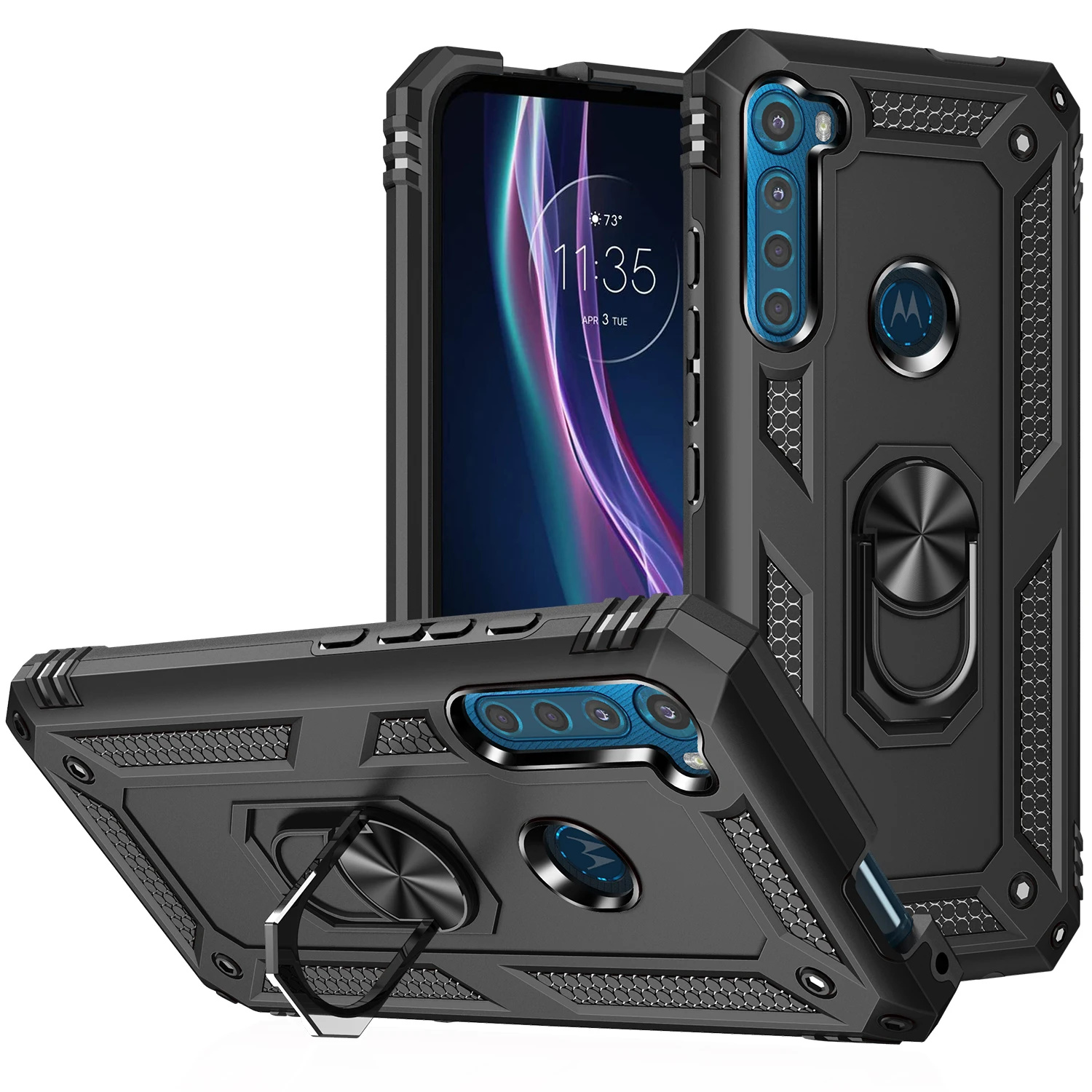 

Armor Shockproof Case for Motorola Moto One Fusion Plus Military Drop Protective Car Holder Ring Case Cover for Moto One Fusion+