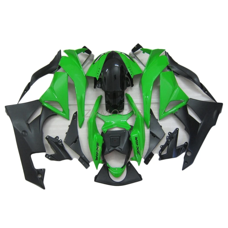

Пластиковые детали обтекателя для мотоцикла 2009-2012 Kawasaki ZX6R комплекты обтекателей ZX6R 09-12 инъекция зеленый черный корпус XC34