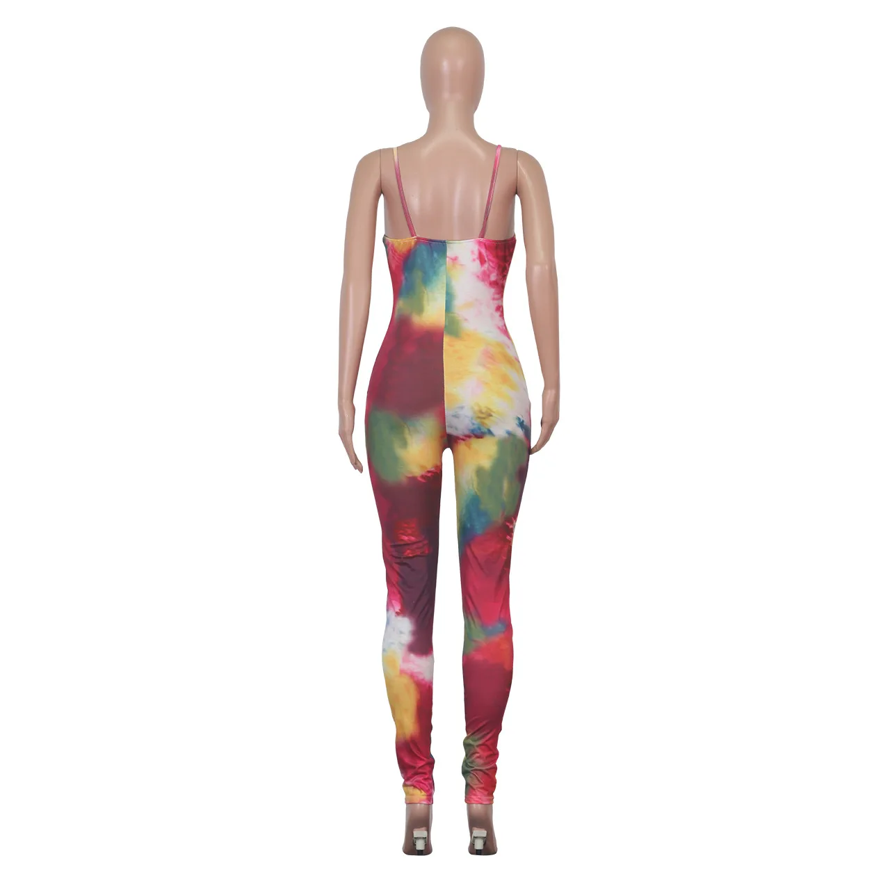 

Colorful Tie Dye Print Sexy Bodycon Romper Women Spaghetti Strap Sleeveless Skinny Jumpsuit Summer O Neck Backless Beach Outfits