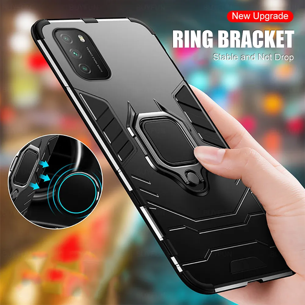 shockproof armor case for xiaomi poco m3 case for xiaomi mi poco m 3 m3 pro pocophone m3 pocom3 stand magnetic ring phone cover free global shipping