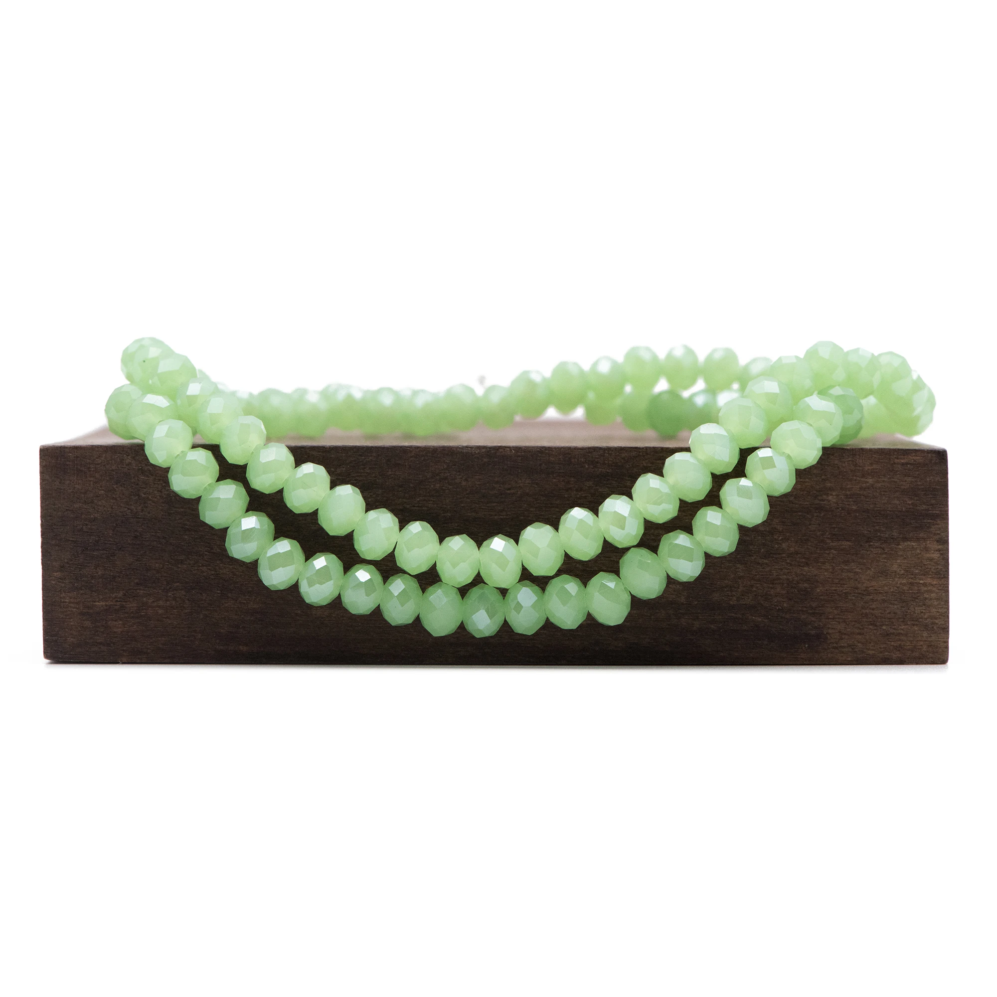 

Glass Faceted Rondelle 4x6mm, Chinese Crystal beads, Green Jade Sparkle- (BZ06-135)/ 16" full strand/ 95 beads