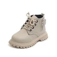 2022 girls boots winter soft leather shoes black flat platform kids boots children fashion school size21 30 round toe boys boots