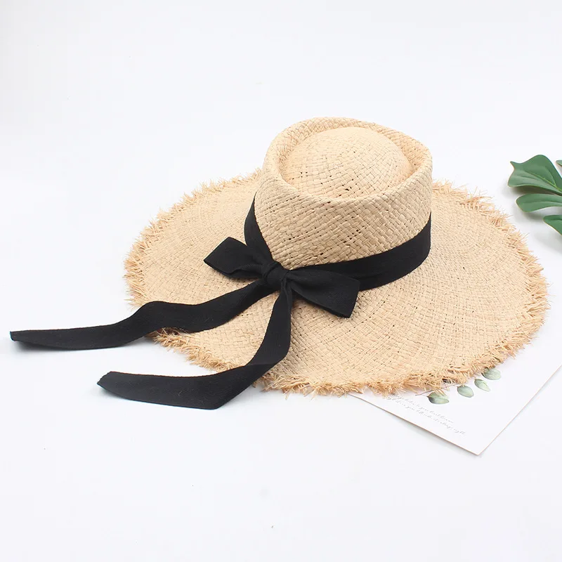 Женская соломенная шляпа с широкими полями Raffia летняя женская высокого качества