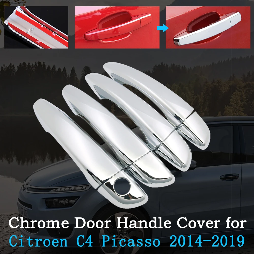 

Chrome Car Door Handle Cover for Citroen C4 Picasso SpaceTourer MK2 2014~2019 Trim Set Exterior Accessories 2015 2016 2017 2018