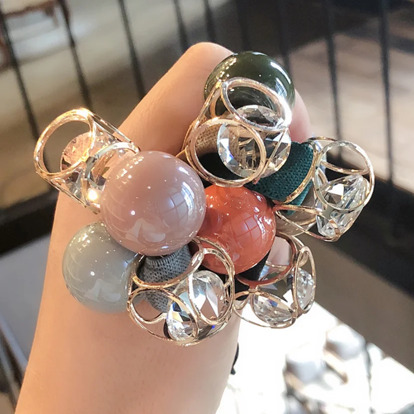 Новые корейские женские веревки для волос с большим кристальным жемчугом