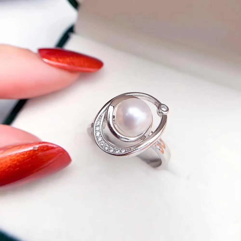 

NEW Hot 925 Sterling Silver Ring Finger Ring Settings Findings Base Adjustable Jewelry Parts Fittings Accessories for Pearls