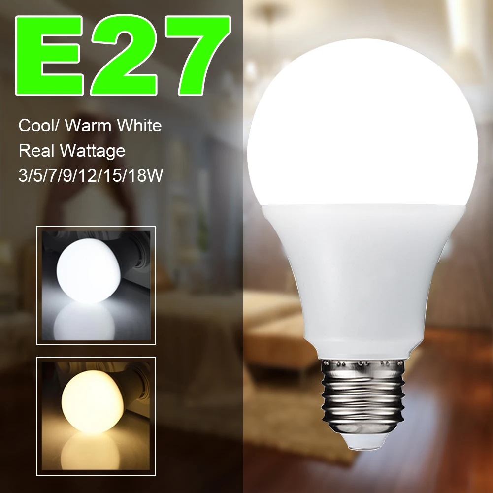 

LED Bulb Lamps E27 AC220V Screw Base Globe Lamp 3/5/7/9/12/15/18W Warm Cool White Lamp Replacement Bulbs for Living Room Home