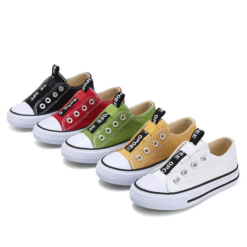 

Children Slip-on Canvas Sneakers Kids Solid Sports School Cloth Shoes Casual Leisure Low Cut Board Shoes for Boys Girls