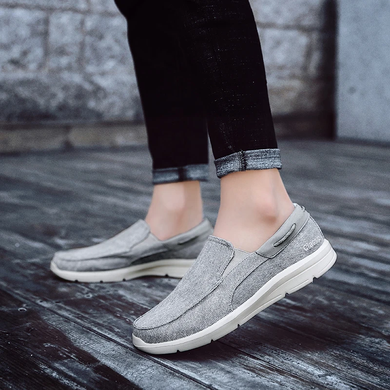 Летняя мужская обувь Парусиновые туфли Однотонная удобная повседневная без