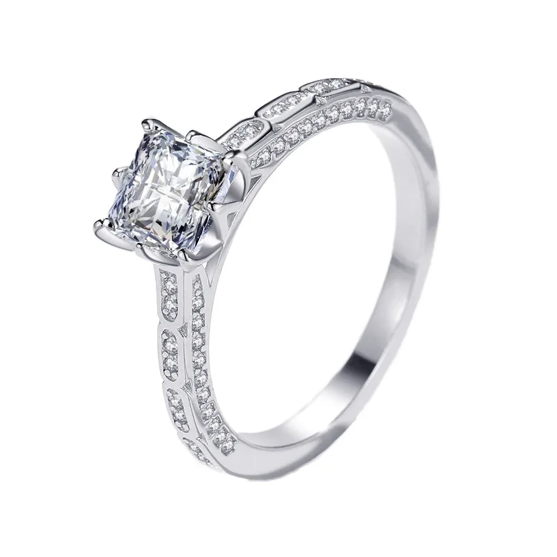 

2021 Luxury Wedding S925 Sterling Silver Diamond Rings for Women Jewlery Organiser Wedding Rings Couples Fashion Silver Jewelry