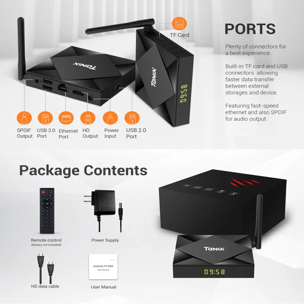 Tanix TX6S Smart Android 10 TV BOX 4GB 64GB Allwinner H616 H.265 8K 2.4G &5.8G WiFi 3D 4K Media player Google Voice Set top Box