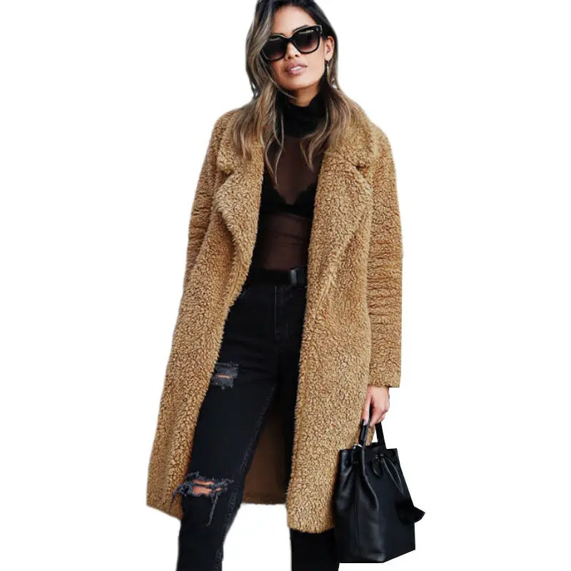

Women Ladies Long Teddy Bear Cardigans Faux Fur Coat Winter Warm Jacket Outwear