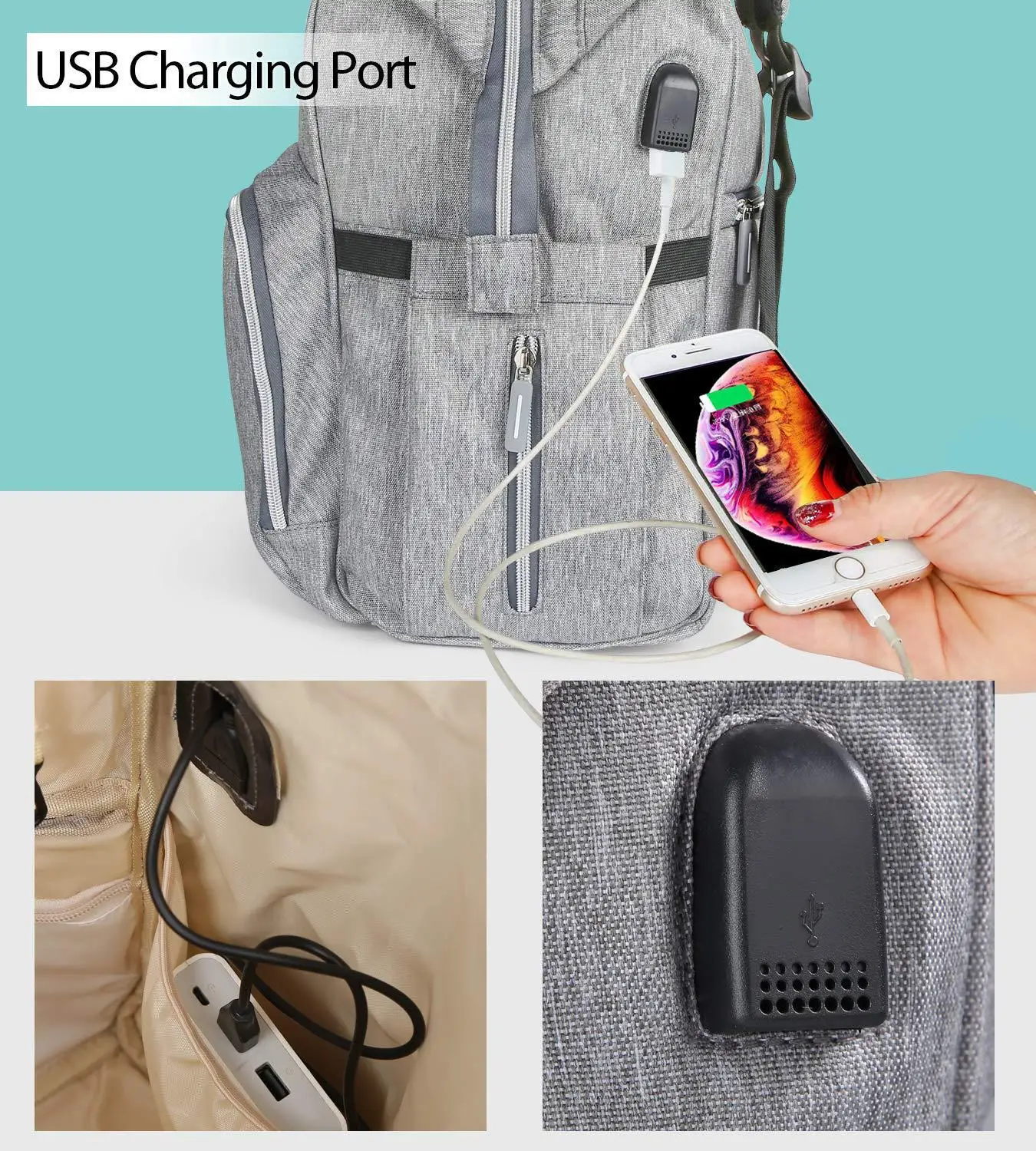 

USB Waterproof Charger Diaper Backpack Bag Maternity USB Nursing Bag Universal Large Woman Travel Baby Organizer Stroller Bags