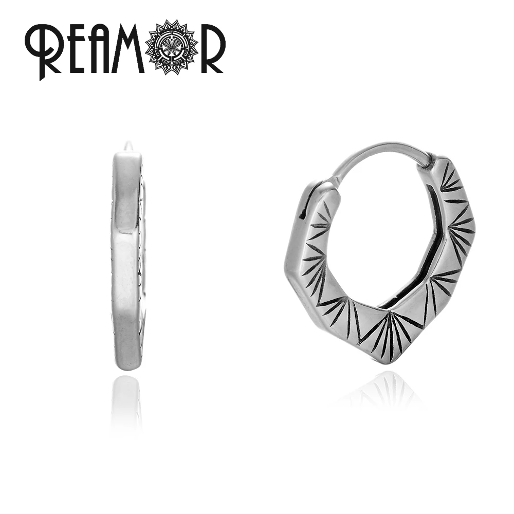 

REAMOR Leaf Pattern Hoop Earrings For Women Simple Stainless steel Plant Vein Earrings Female Wedding Vacations Jewelry Gift