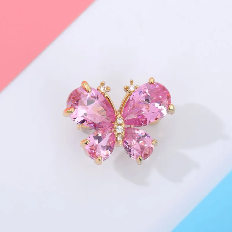 Роскошная брошь в виде бабочки с кристаллами циркона розовая булавка стразы