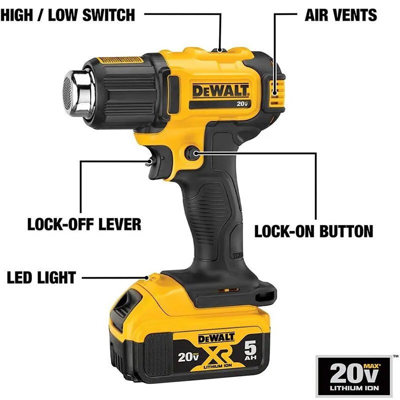 Термопистолет DEWALT DCE530N 20 в литиевая батарея регулируемая температура
