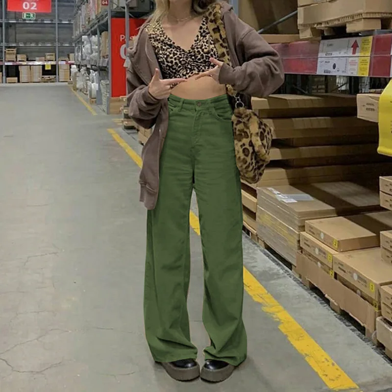 

Vintage Corduroy Baggy Pants Women Harajuku Brown Wide Leg Pant Streetwear Jogger High Waist Trouser womens distressed jeans