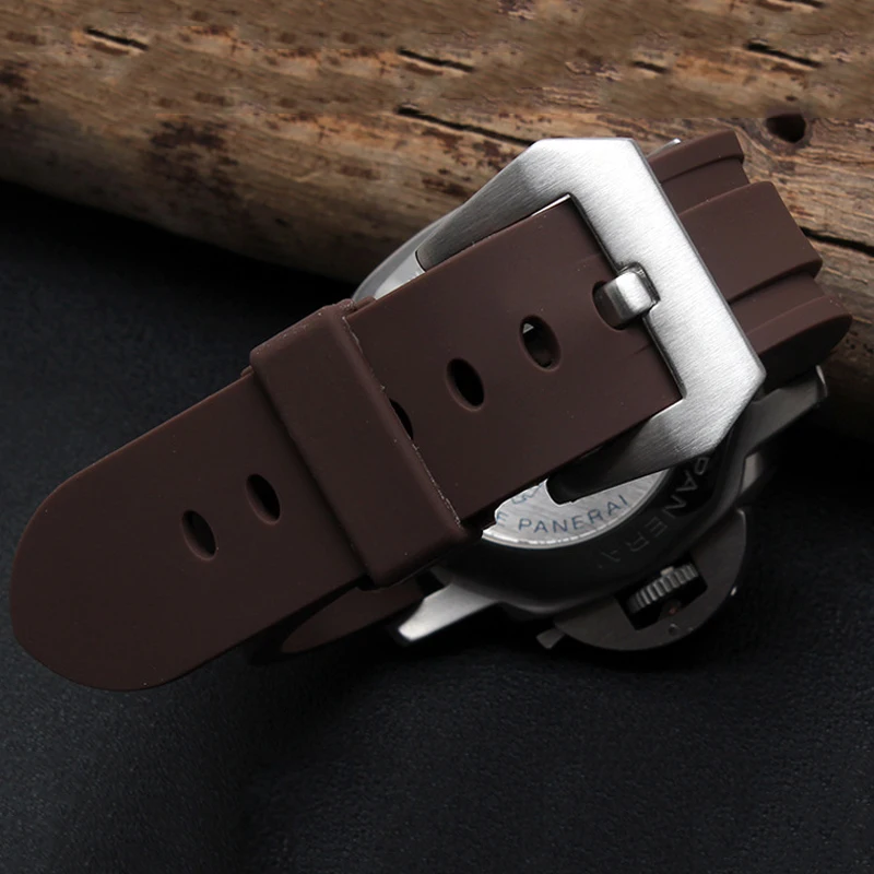 Ремешок силиконовый для часов сменный мягкий браслет Panerai черный зеленый серый 20