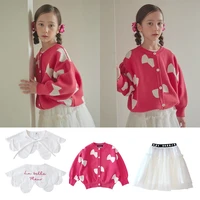 girls sweater 2021 autumn and winter new childrens sweater cardigan sweater girl mini skirt girl clothes childrens clothing