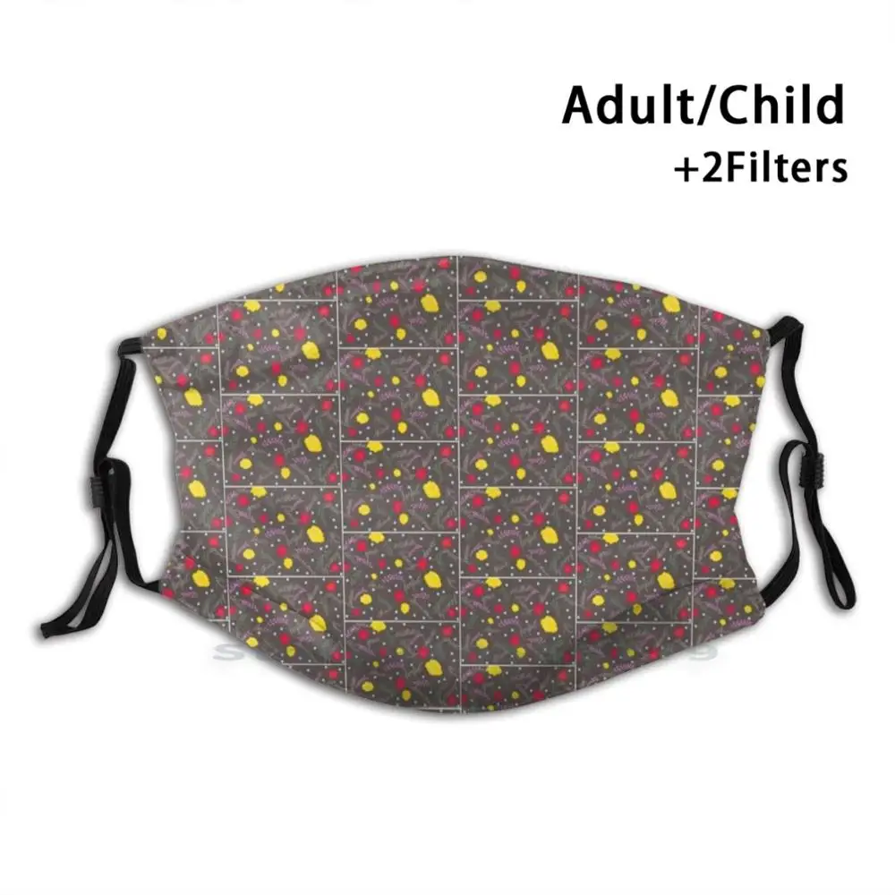 

Ajeeb Print Adult Kids Washable Funny Face Mask With Filter Floral Words Colourful Black Flowers Petals Beautiful Aesthetic