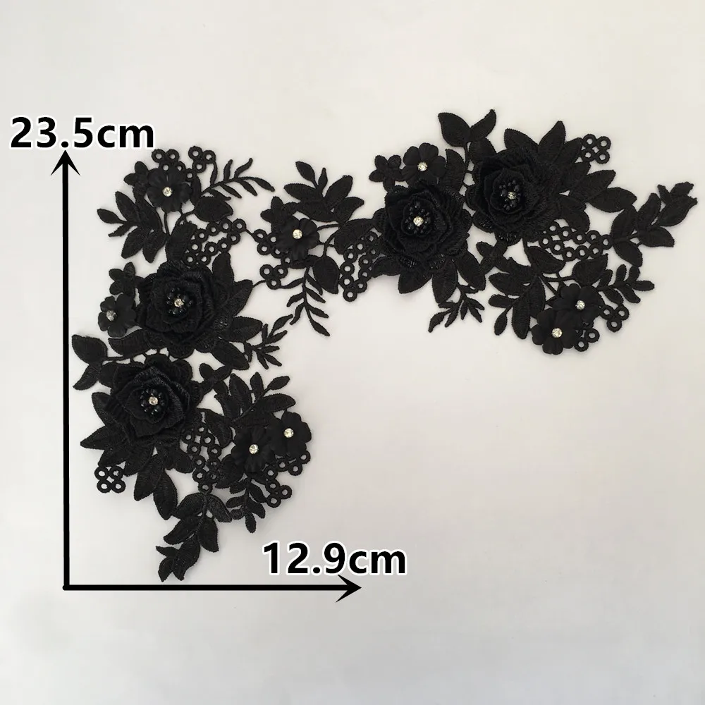 3D цветок кружевной тканевый воротник для вышивания ABS жемчужный Вениз Кружева