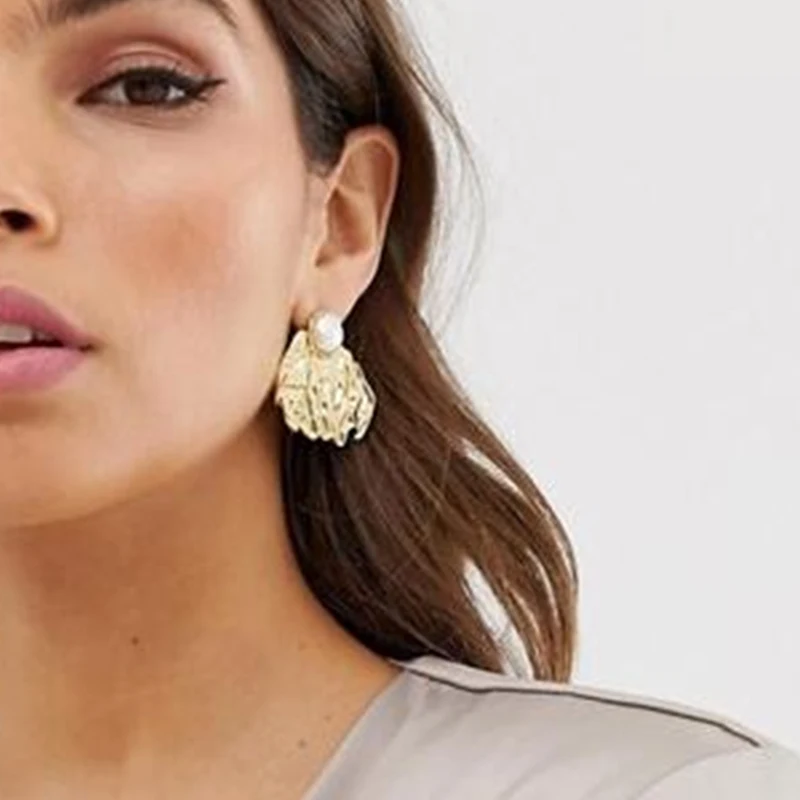 Серьги Tocona в стиле панк с геометрическим орнаментом большие размеры жемчужные