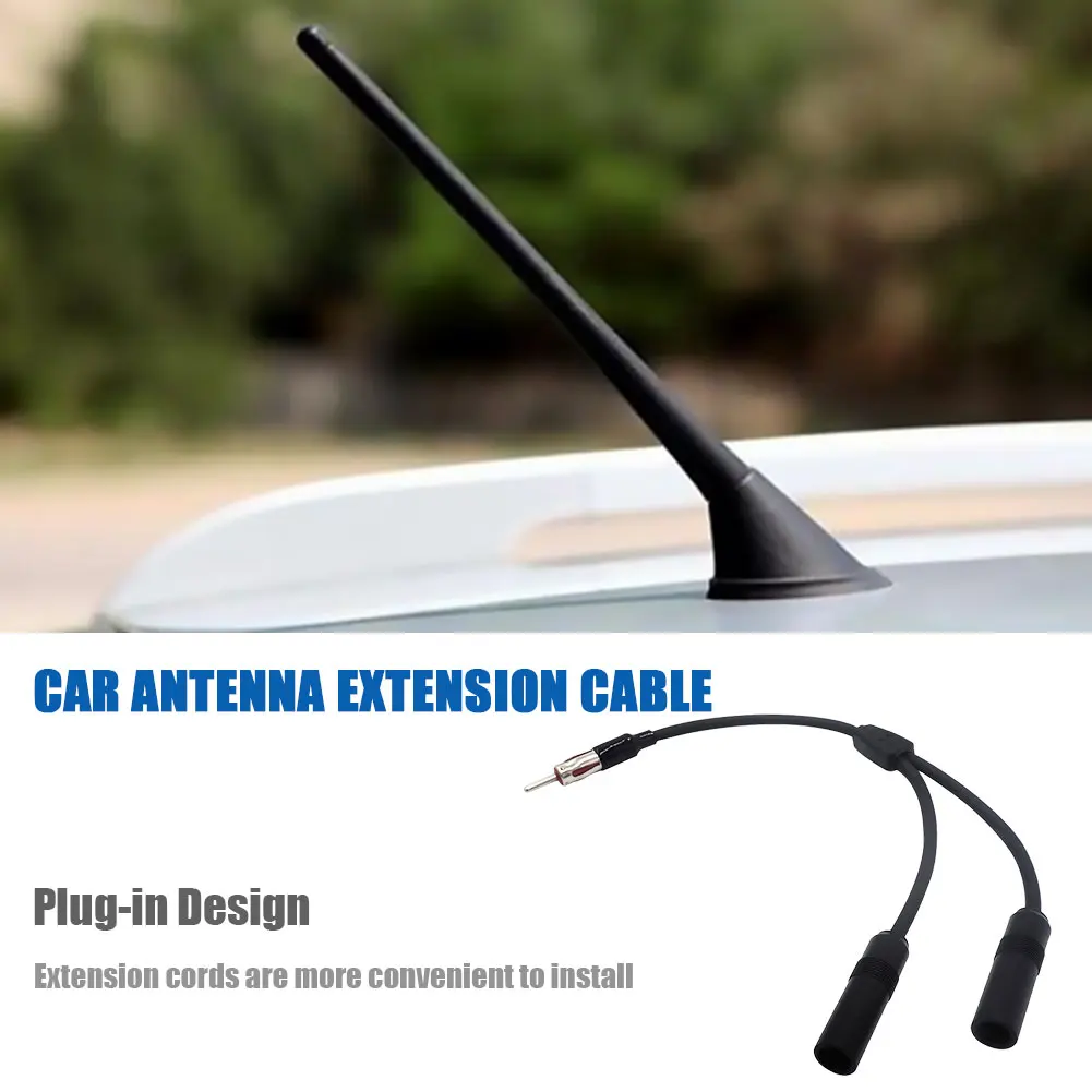 

Car Antenna Cable Adapter Aluminum Plug in 1 for 2 Radio Antenna Extension Cable