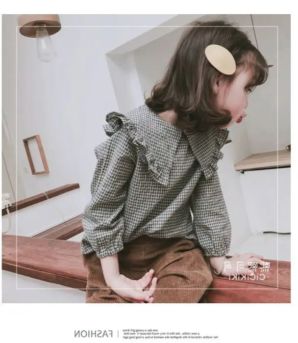 Рубашка для девочек с большим воротником рубашка в клетку платье на весну и осень