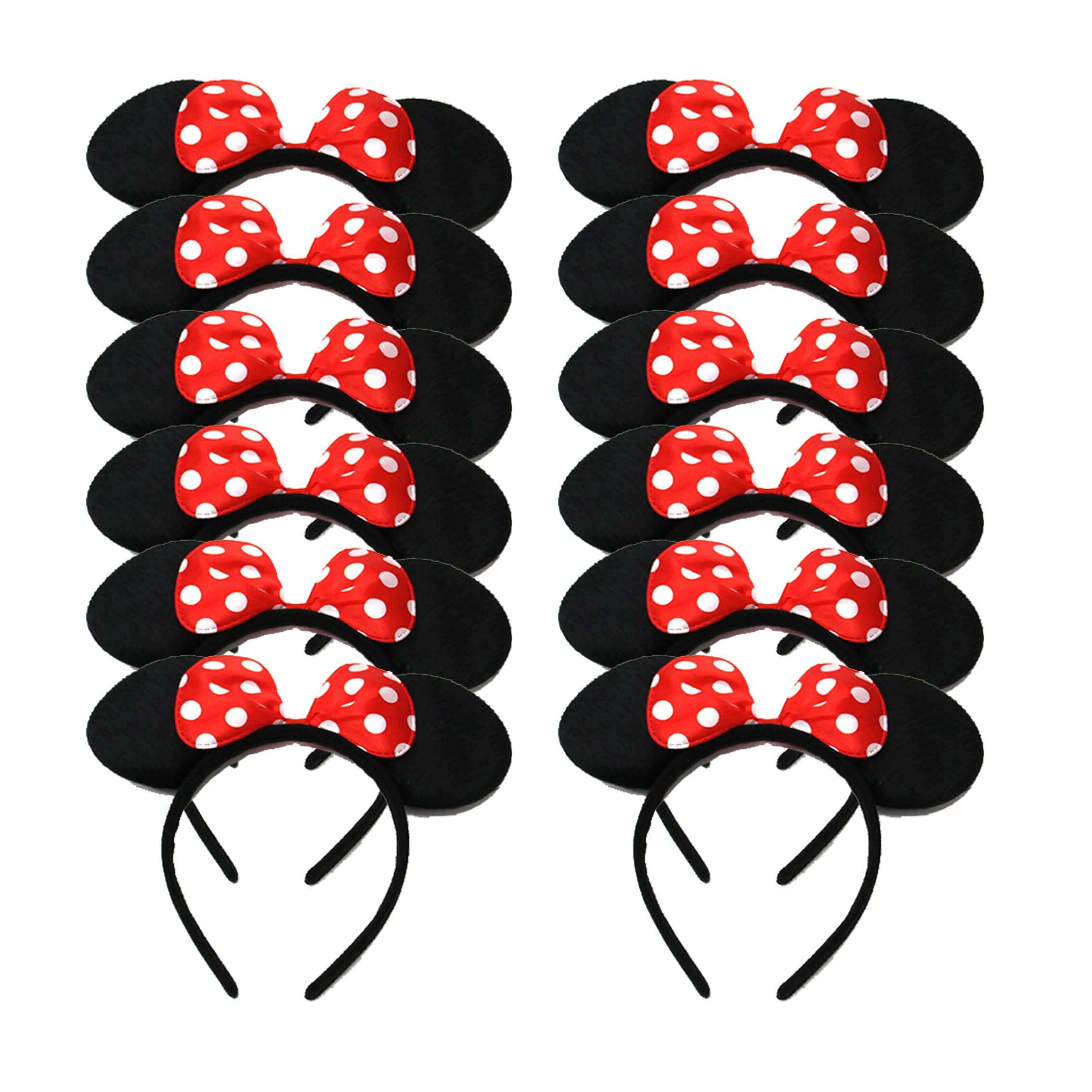 12 шт. уши Минни Маус повязки на голову белый горошек розовый бант для детей день