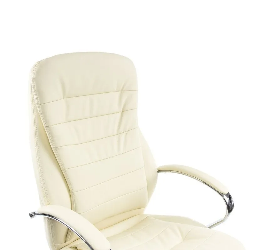 Кресло офисное эргономичное кремовое с подлокотниками и высокой спинкой | Мебель
