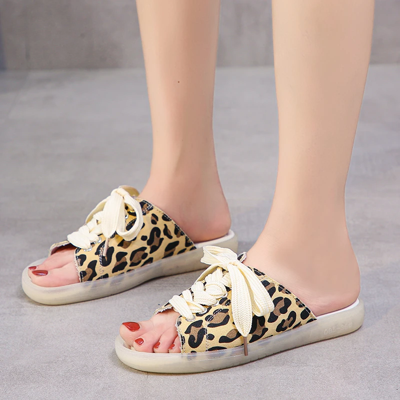 Low-cut Slippers Summer Women's Slippers Fashion Flat-bottom Lace-up Basic Women's Slippers Women Shoes