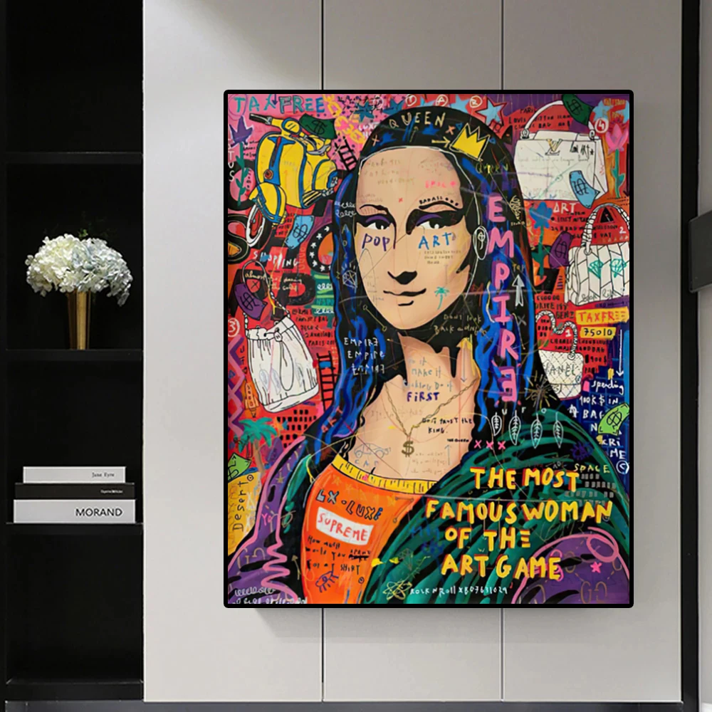 Graffiti art painting Mona Lisa canvas painting Graffiti Posters and