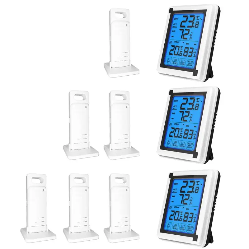 

Touch screen Wireless Weather Station ℃/℉ Thermometer Hygrometer with 3 Forecast Sensor Temperature Humidity Monitor Drop Ship