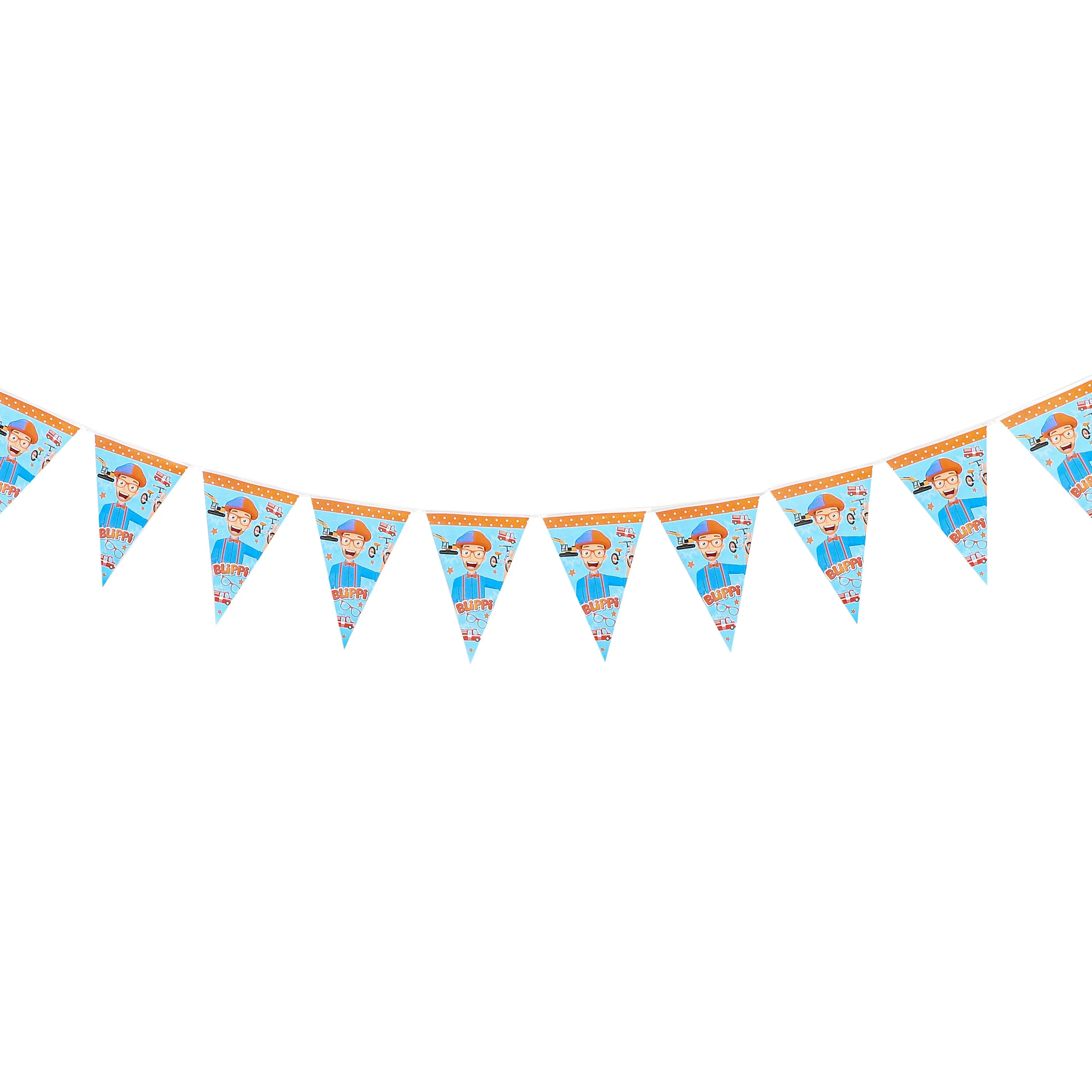 

Baby Shower Party Flags Decoration Blippi Theme Hanging Banner Kids Boys Favors Happy Birthday Party Supplies 1set/lot