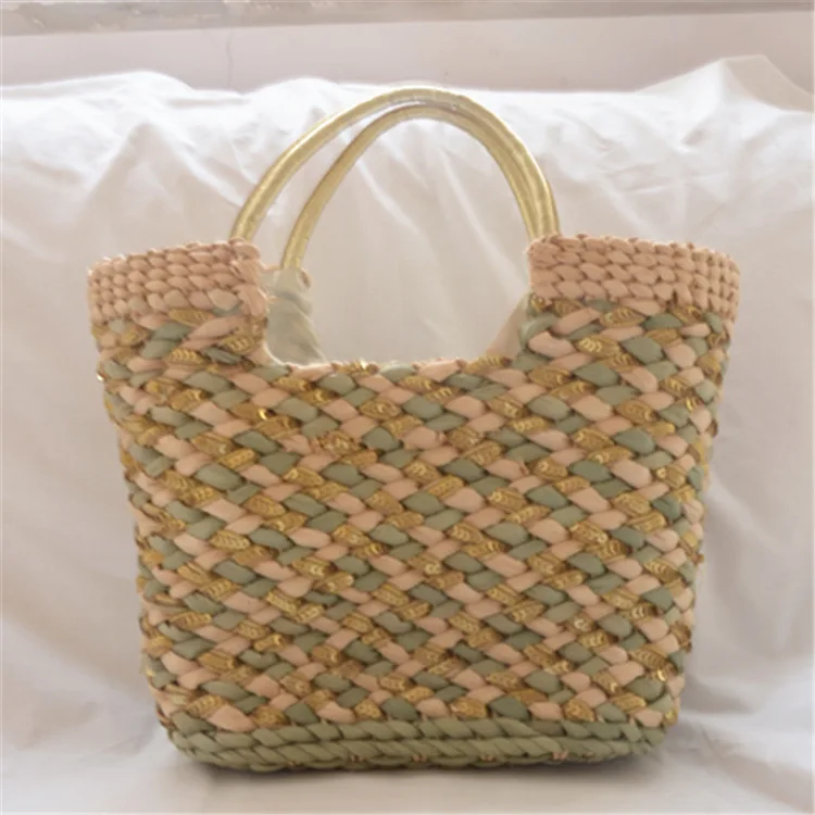 Новая соломенная сумка 2020 Женская Ручная полая в форме Луны из ротанга Большая
